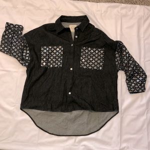 Denim and sequin oversized jacket